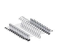 Amber Home Paquete de 12 perchas de metal resistentes para pantalones, faldas, perchas de metal apilables con 2 clips ajustables, ganchos de clip en cascada que ahorran espacio para jeans y pantalones