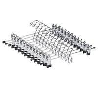 Amber Home Paquete de 26 perchas de metal resistentes para pantalones, faldas, perchas de metal apilables con 2 clips ajustables, ganchos de clip en cascada que ahorran espacio para jeans y pantalones