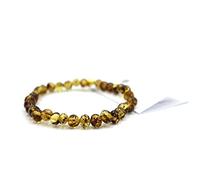 amber-us Pulsera de ámbar báltico en banda elástica | Longitud múltiple | Varios colores | Hecho de auténticas perlas de ámbar redondas naturales | Pulsera de ámbar, 22 cm, Piedra