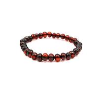 amber-us Pulsera de ámbar báltico en banda elástica | Longitud múltiple | Varios colores | Hecho de auténticas perlas de ámbar redondas naturales | Pulsera de ámbar (coñac, 20)