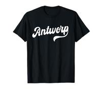 Amberes Retro Cursiva Script Amor Belgium City Pride Camiseta