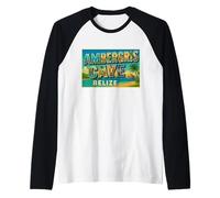 Ambergris Caye Belice Vintage Travel Souvenir Art Graphic Camiseta Manga Raglan