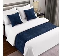 AMBERIS Camino De Cama Azul Oscuro, Bufanda De Cama Moderna De Chenilla Suave Que No Se Decolora