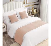 AMBERIS Camino de Cama Beige Chenier de una Sola Planta, Moderna Bufanda de Cama Decorada en Hotel Familiar (Las Fundas de cojín se Venden por Separado)