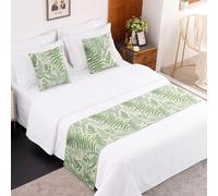 AMBERIS Camino de cama con patrón de bosque, bufanda de cama suave y acogedora, decoración de estilo rústico