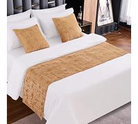 AMBERIS Camino De Cama Dorado, Bufanda De Cama Moderna De Chenilla Suave Que No Se Decolora