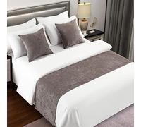 AMBERIS Camino De Cama Gris, Bufanda De Cama Moderna De Chenilla Suave Que No Se Decolora (Las Fundas de cojín se Venden por Separado)