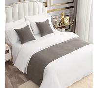 AMBERIS Camino de Cama Gris Chenier de una Sola Planta, Moderna Bufanda de Cama Decorada en Hotel Familiar (Las Fundas de cojín se Venden por Separado)