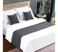 AMBERIS Camino De Cama Gris Oscuro, Imitación de Lino Bufanda De Cama Moderna De Suave Que No Se Decolora