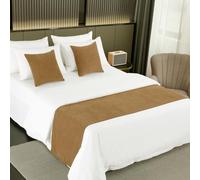 AMBERIS Camino de Cama Marrón Chenier de una Sola Planta, Moderna Bufanda de Cama Decorada en Hotel Familiar (Las Fundas de cojín se Venden por Separado)