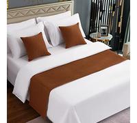 AMBERIS Camino De Cama Marrón, Imitación de Lino Bufanda De Cama Moderna De Suave Que No Se Decolora (Las Fundas de cojín se Venden por Separado)