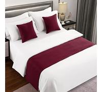 AMBERIS Camino De Cama Rojo, Imitación de Lino Bufanda De Cama Moderna De Suave Que No Se Decolora (Las Fundas de cojín se Venden por Separado)