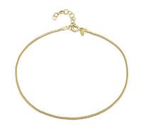 Amberta 925 Fina Plata de ley - 18K Chapado en Oro - Brazalete de Tobillo - 1,5 mm Pulsera de Frenar - 22 a 25,5 cm - Ajuste Flexible