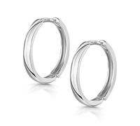 Amberta® 925 Plata De Ley Pendiente De Aro Fino Con Cierre De Bisagra - Pendientes De Aro Tipo Criolla - Diámetro: 20mm