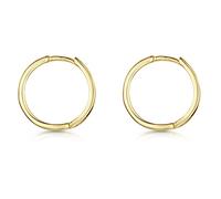 Amberta® 925 Plata De Ley Pendiente De Aro Fino Con Cierre De Bisagra - Placcato Oro 18K - Pendientes De Aro Tipo Criolla - Diámetro: 20mm