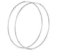 Amberta® 925 Plata De Ley Pendiente De Aro Fino Con Pendientes De Aro Sin Fin - Pendientes De Aro Tipo Criolla - Diámetro: 20 30 40 60 75 mm (75mm)