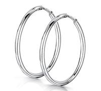 Amberta® 925 Plata De Ley Pendiente De Aro Fino Con Pendientes De Aro Sin Fin - Pendientes De Aro Tipo Criolla - Diámetro: 20 30 40 60 75 mm (20mm)