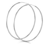 Amberta® 925 Plata De Ley Pendiente De Aro Fino Con Pendientes De Aro Sin Fin - Pendientes De Aro Tipo Criolla - Diámetro: 20 30 40 60 75 mm (60mm)