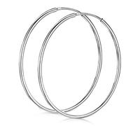 Amberta® 925 Plata De Ley Pendiente De Aro Fino Con Pendientes De Aro Sin Fin - Pendientes De Aro Tipo Criolla - Diámetro: 20 30 40 60 75 mm (40mm)