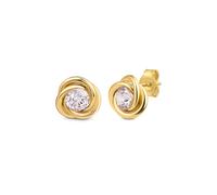 Amberta Allure Pendientes Pequeños con Nudo para Mujer en Oro de 9 Quilates: Pendientes Oro con Circonita
