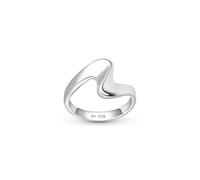 Amberta Anillo Olas de Mar de Plata de Ley para Mujer | Anillo Olas | Anillo Apilable Plata | Anillo Mujer Plata: Anillo Plata Mujer Talla 21