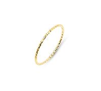 Amberta Anillo para Mujer en Oro de 9 Quilates Fabricado en Italia, Anillos de Oro Fino Pulgar Apilable Minimalista Ancho 1 mm: Anillo Diamantado 9K Talla 11