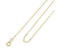 Amberta Cadena en Oro de 14 Quilates para Mujer y Hombre | Collar Fino Elegante Sólido Veneciano Barbado Singapur Delicado Gargantilla 40 45 50 cm: Cadena Oro 14K Singapur 45 cm