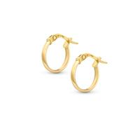 Amberta Pendientes Aro de Oro 9 14 Quilates para Mujer, Aros de Oro Finos Lisos, 10mm 15mm 20mm 25mm, Fabricados en Italia