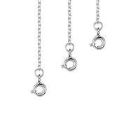 Amberta Set de 3 Cadenas de Extensión para Pulseras y Collares en Plata de Ley 925 - Kit de Extensor 2 mm para Tobilleras para Mujer - Longitudes: 25, 50, 100 mm