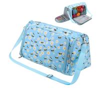 AMBESTAR Bolsa de hilo con agujeros para ganchillo, organizador de almacenamiento de hilo de viaje, bolsa de ganchillo y bolsa para suministros de ganchillo, almacena una gran cantidad de cosas, bolsa