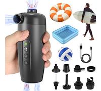 Ambesty 15PSI Bomba De Aire Eléctrica Portátil, Hinchador Electrico en 3000mAh Recargable, Inflar Desinflar 2 en 1, Bomba de Aire Inflador Colchon con 7 Boquillas para Barcos Hinchables, Piscinas