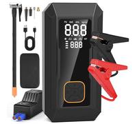 Ambesty Batería Externa de Coche 5000A con Compresor de Aire, Booster de Arranque 150 PSI para 10.0L de Gasolina o 8.0L de Diésel, Powerbank y Linterna LED