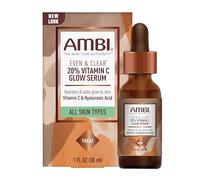 Ambi Even & Clear Vitamina C Infused Glow Serum para todos los tipos de piel para una piel limpia, piel clara, Even Skin Tone, Extract, 300 ml