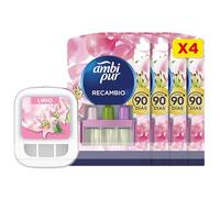 Ambipur 3VOLUTION Ambientador Casa, Aparato Electrico + 4 recambios Aroma Brisa De Lirio 80 ml, 3 Fragancias Que Se Alternan Para Combatir Los Olores