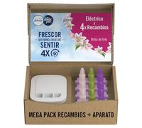 Ambipur 3VOLUTION Ambientador Casa, Aparato Electrico + 4 recambios Aroma Brisa De Lirio 80 ml, 3 Fragancias Que Se Alternan Para Combatir Los Olores