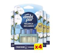 Ambi Pur 3Volution Nubes De Algodón Recambio De Ambientador Eléctrico 80ml, 3 Aromas Que Se Alternan Para Eliminar Olores 4 Unidades