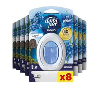 Ambi Pur Ambientador de baño, 8 ambientadores de baño, fragancia brisa de Capri, difusor de ambiente con tecnología elimina olores, duración hasta 50 días por ambientador