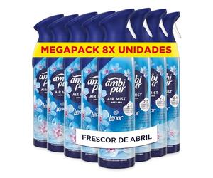 Ambi Pur Ambientador En Spray Lenor Frescor De Abril 8 x 185ml | 2 En 1 Combate Los Olores Y Refresca