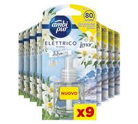 Ambi Pur Ambientador para Ambientes, 9 Recambios para Difusor, Fragancia Brisa de los Dolomitas, Desodorante Elimina Olores, Hasta 80 Días de Perfume