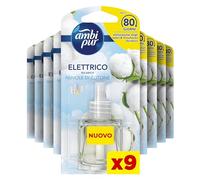 Ambi Pur Ambientes Nubes de algodón, 9 recambios para difusor eléctrico, elimina olores, seguro de usar en cualquier habitación, duración de hasta 2 años de perfume