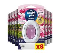 Ambi Pur Portofino - Ambientador para baño, 8 paquetes, de acción continua, con tecnología elimina olores, hasta 45 días