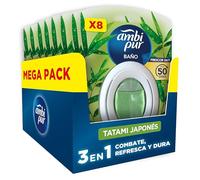 Ambipur Ambientador Casa para Baño (8 x 50 días), Elimina y Previene los Malos Olores, Fragancia Hierba Fresca, Mega Pack, El embalaje puede variar