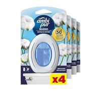 Ambi Pur Baño ambientador para ambientes, 4 ambientadores, fragancia nubes de algodón, difusor de ambiente con tecnología elimina olores, duración hasta 50 días por ambientador