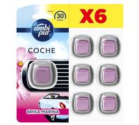 Ambipur Car Ambientador Coche, Difusor (6 x 2ml), Elimina y Previene los Malos Olores, Fragancia Flores Elegantes, Mega Pack