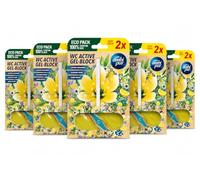 Ambi Pur WC Active Gel Block Citrus & Jazmín Pack de 5 Duplos | Colgador WC con Fragancia Duradera, Espuma Limpiadora y Efecto Brillo | 10 Bloques de Gel para Inodoro