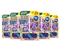 Ambi Pur WC Active Gel Block Wild Hibiscus Pack de 5 Duplos | Colgador para Inodoro con Fragancia Duradera, Espuma Limpiadora y Efecto Brillo | 10 Bloques de Gel WC