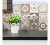 Ambiance 15 Pegatinas de Azulejos | Vinilo Decorativo Autoadhesivo baldosas de Cemento - Stickers Mosaico alicatado Sala de baño y Cocina - Adhesivos de Pared Azulejos - 10 x 10 cm - 15 Unidades