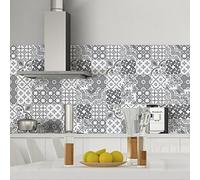 9 Pegatinas de azulejos | Vinilo decorativo autoadhesivo baldosas de cemento - Stickers mosaico alicatado sala de baño y cocina - Adhesivos de pared azulejos - 20 x 20 cm - 9 unidades