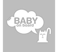 Ambiance - Adhesivo adhesivo para coche (20 x 25 cm), diseño de gato y nube, color blanco