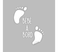 Ambiance - Adhesivo adhesivo para coche con cristales de coche para bebé, con doble huella de pie, color blanco, 20 x 15 cm